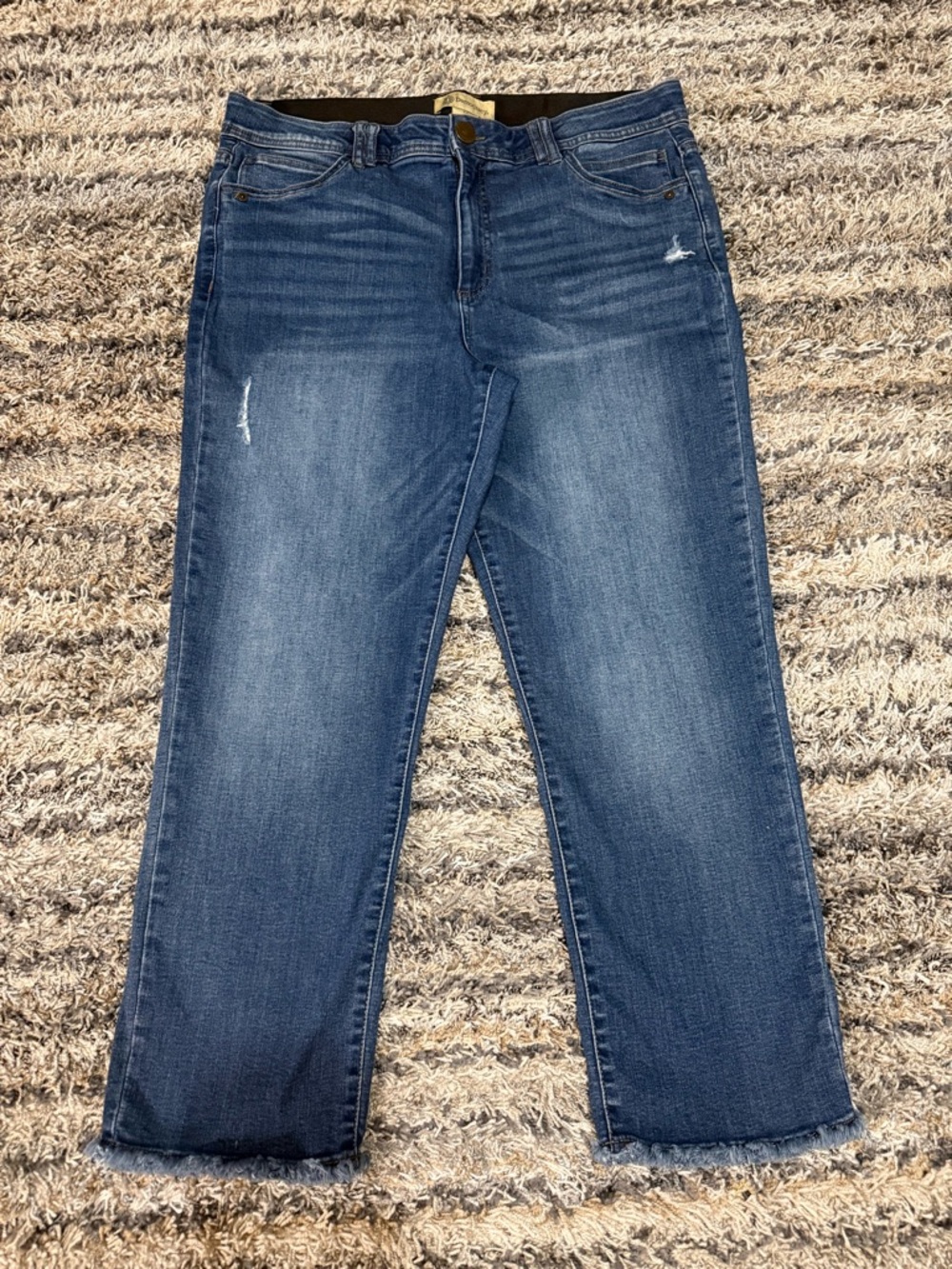 Democracy Straight-Leg Ankle Cropped Mid-Rise Blue Jeans - Picture 3 of 11